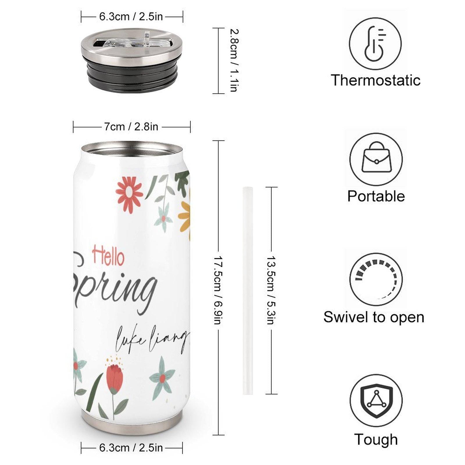 Individuell gestaltbarer Coca-Cola-Becher mit Strohhalm – Vakuumisolierter Becher aus Edelstahl 304