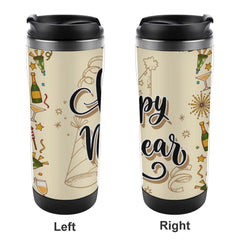 Stainless Steel Travel Cup- Happy New Year Winter Themed, Double-Wall Insulated, Perfect for Hot Cold Drinks