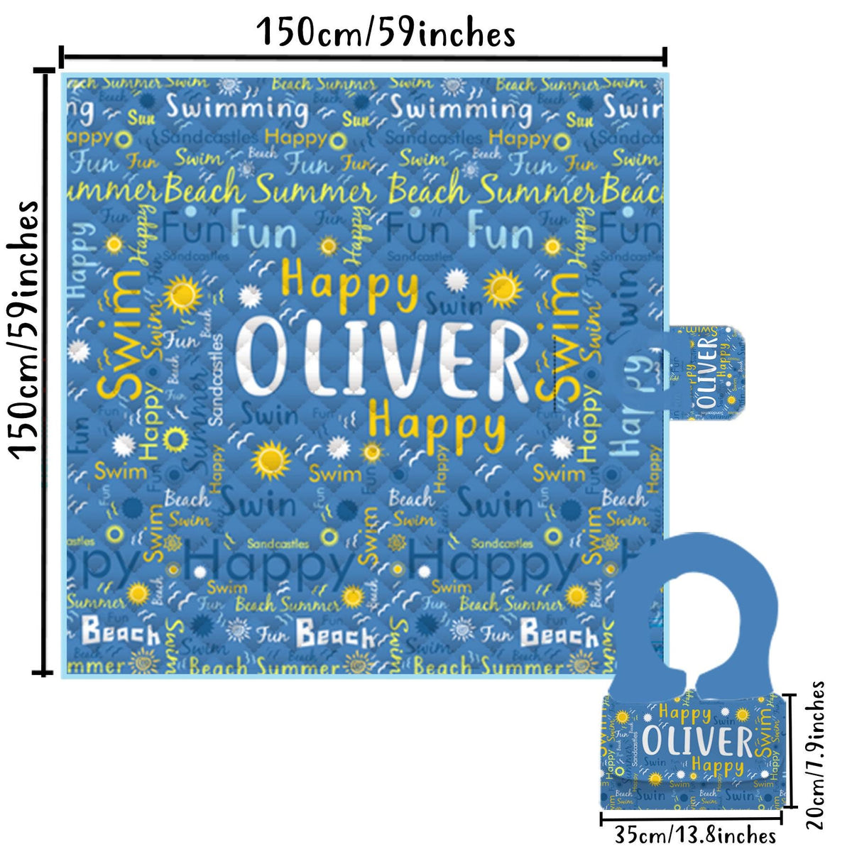 Custom Name Picnic Blanket, Thickened Waterproof Picnic Mat, Portable with Handle, Personalized Outdoor Mat for Camping, Beach, Festivals (P000)