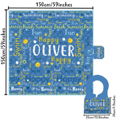 Custom Name Picnic Blanket, Thickened Waterproof Picnic Mat, Portable with Handle, Personalized Outdoor Mat for Camping, Beach, Festivals (P000)