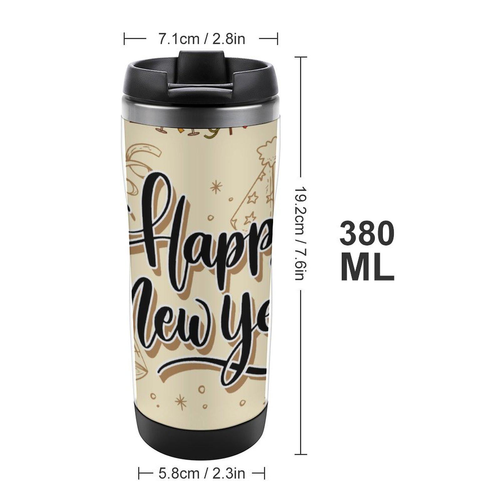 Stainless Steel Travel Cup- Happy New Year Winter Themed, Double-Wall Insulated, Perfect for Hot Cold Drinks
