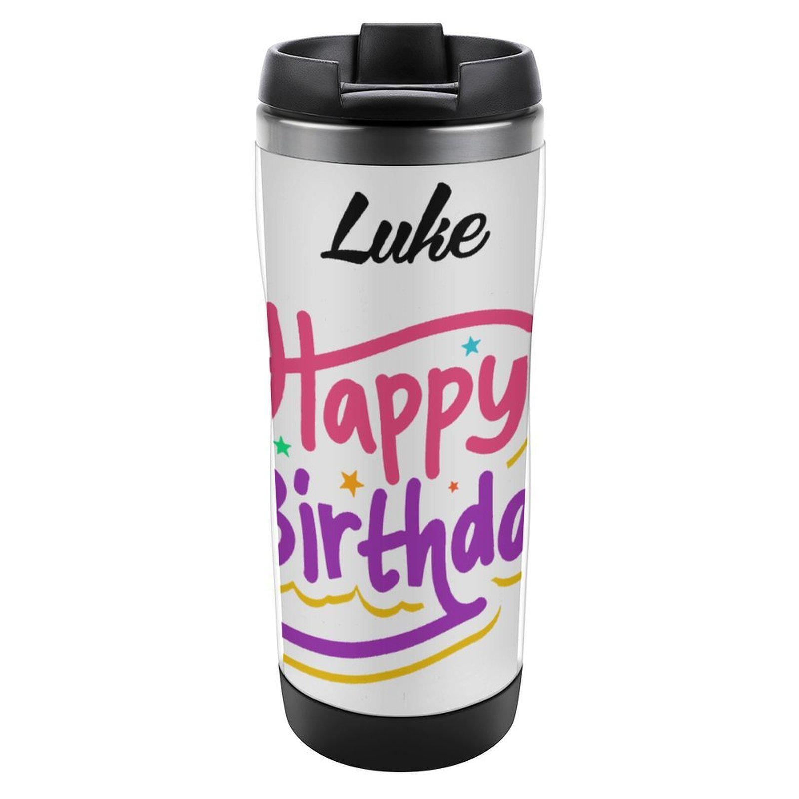 Personalized Stainless Steel Travel Cup- Happy Birthday To Friend Winter Themed, Double-Wall Insulated, Perfect for Hot Cold Drinks
