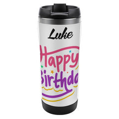 Personalized Stainless Steel Travel Cup- Happy Birthday To Friend Winter Themed, Double-Wall Insulated, Perfect for Hot Cold Drinks