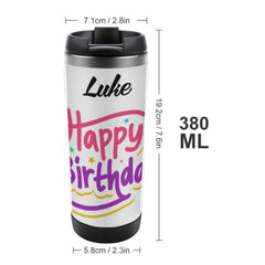 Personalized Stainless Steel Travel Cup- Happy Birthday To Friend Winter Themed, Double-Wall Insulated, Perfect for Hot Cold Drinks