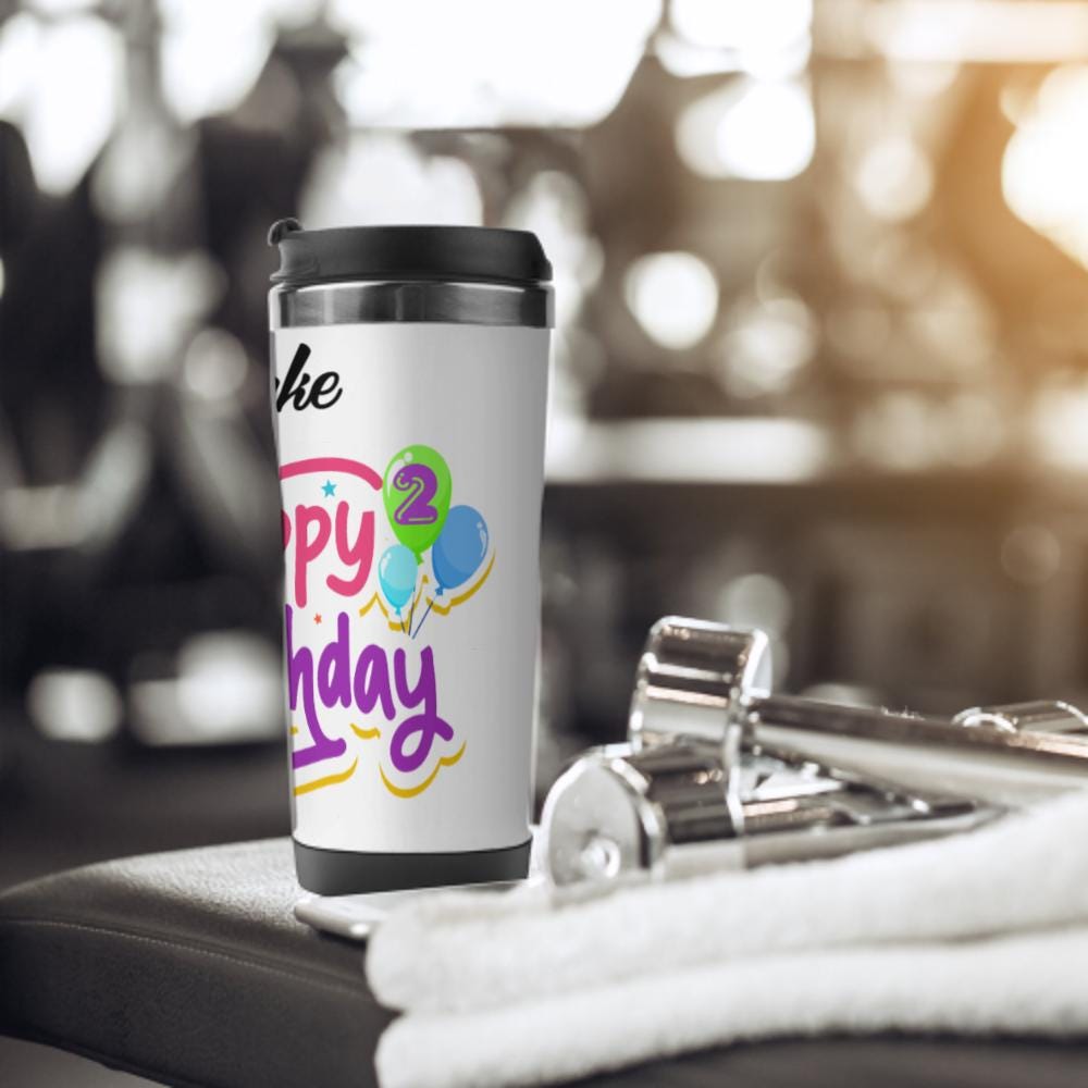 Personalized Stainless Steel Travel Cup- Happy Birthday To Friend Winter Themed, Double-Wall Insulated, Perfect for Hot Cold Drinks